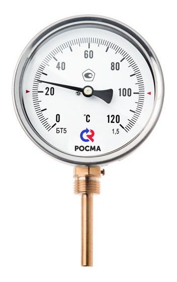 Термометр биметаллический радиальный Дк100 L-64мм G1/2" 100С БТ-52.211 Росма 00000002633