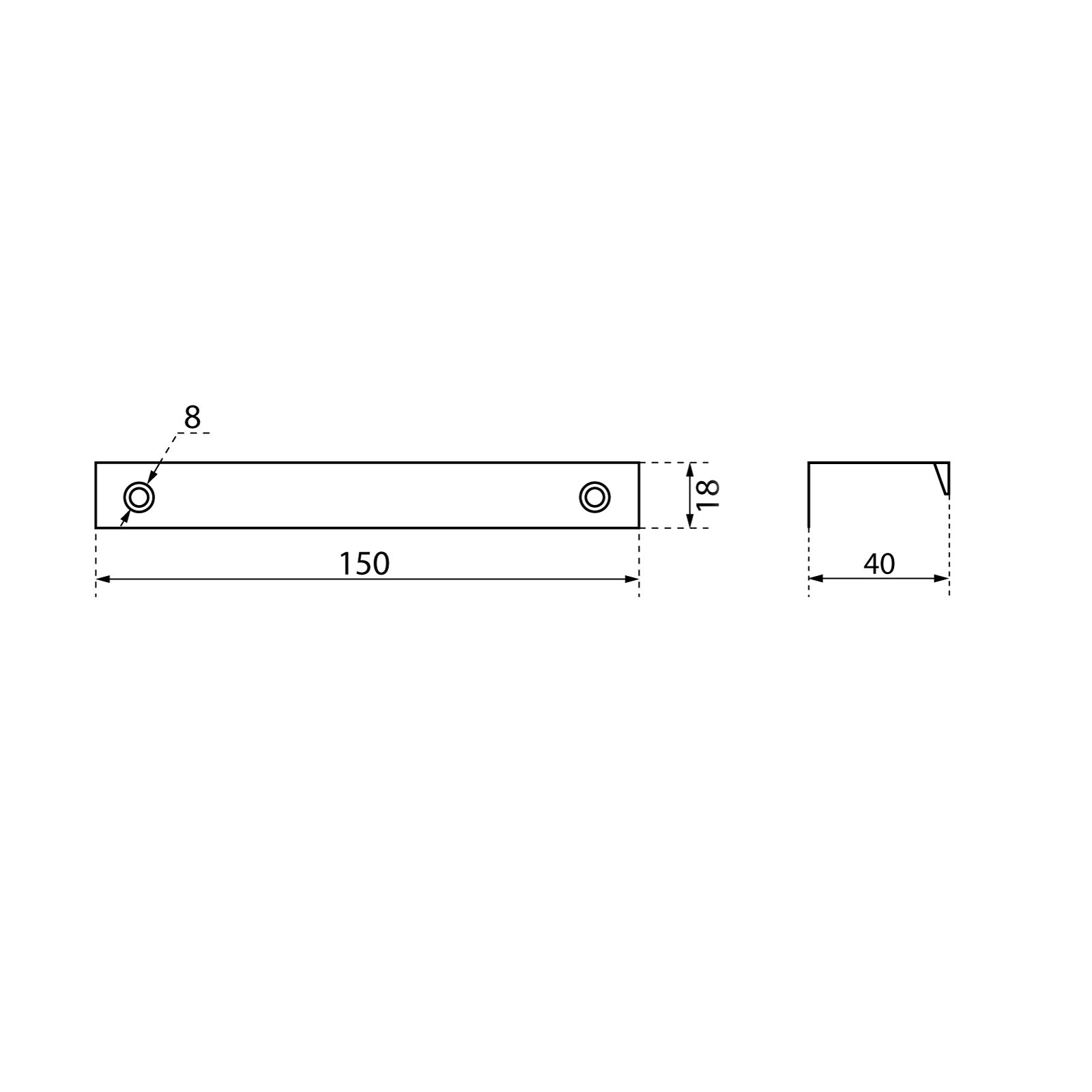 StahlBuro A306-128 2шт., BL матовый черный. Ручка-профиль мебельная (10, 100)