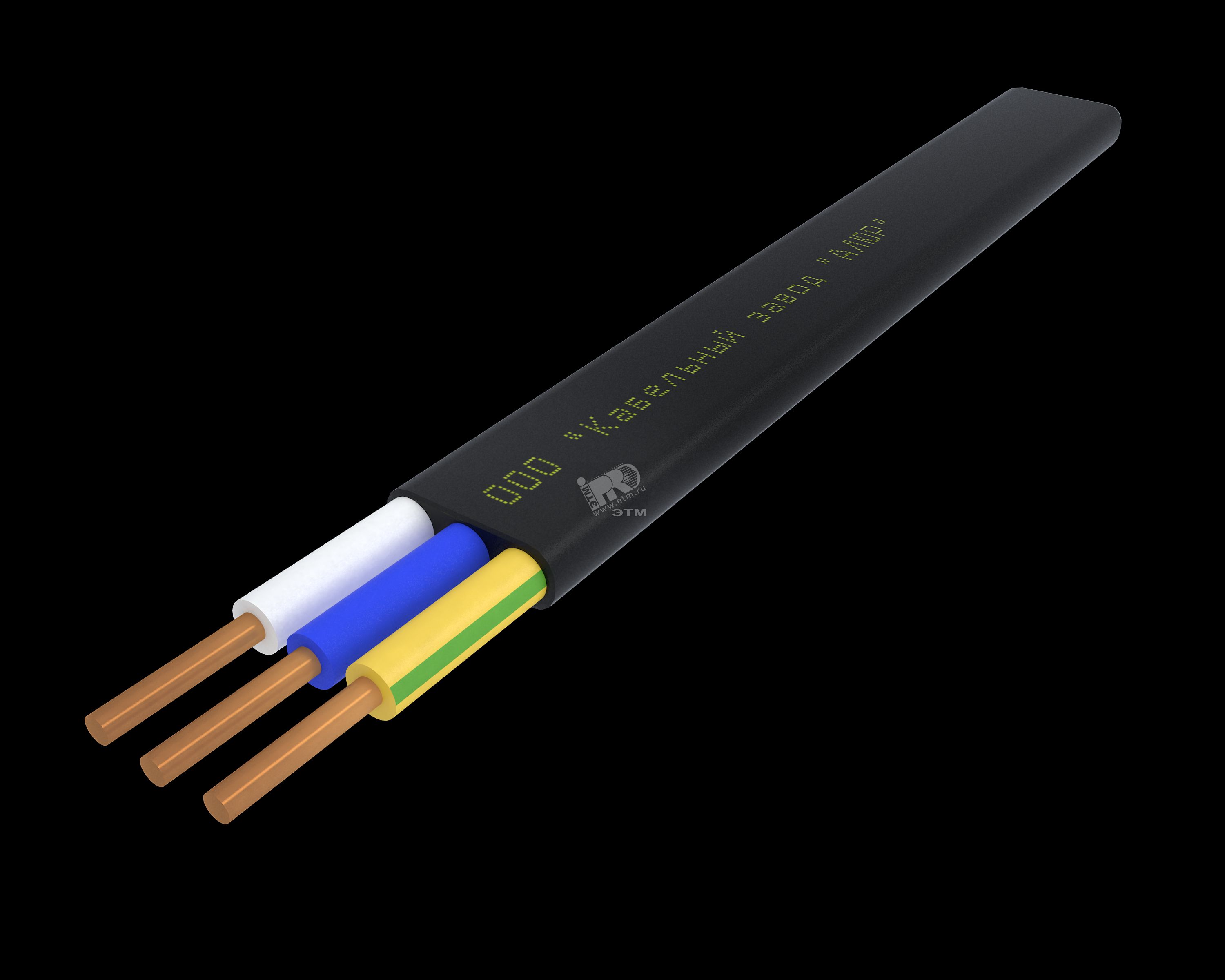 Кабель силовой ППГ-П нг(А)-HF 3х2.5ок(N.PE)-0.66 однопроволочный черный (барабан)