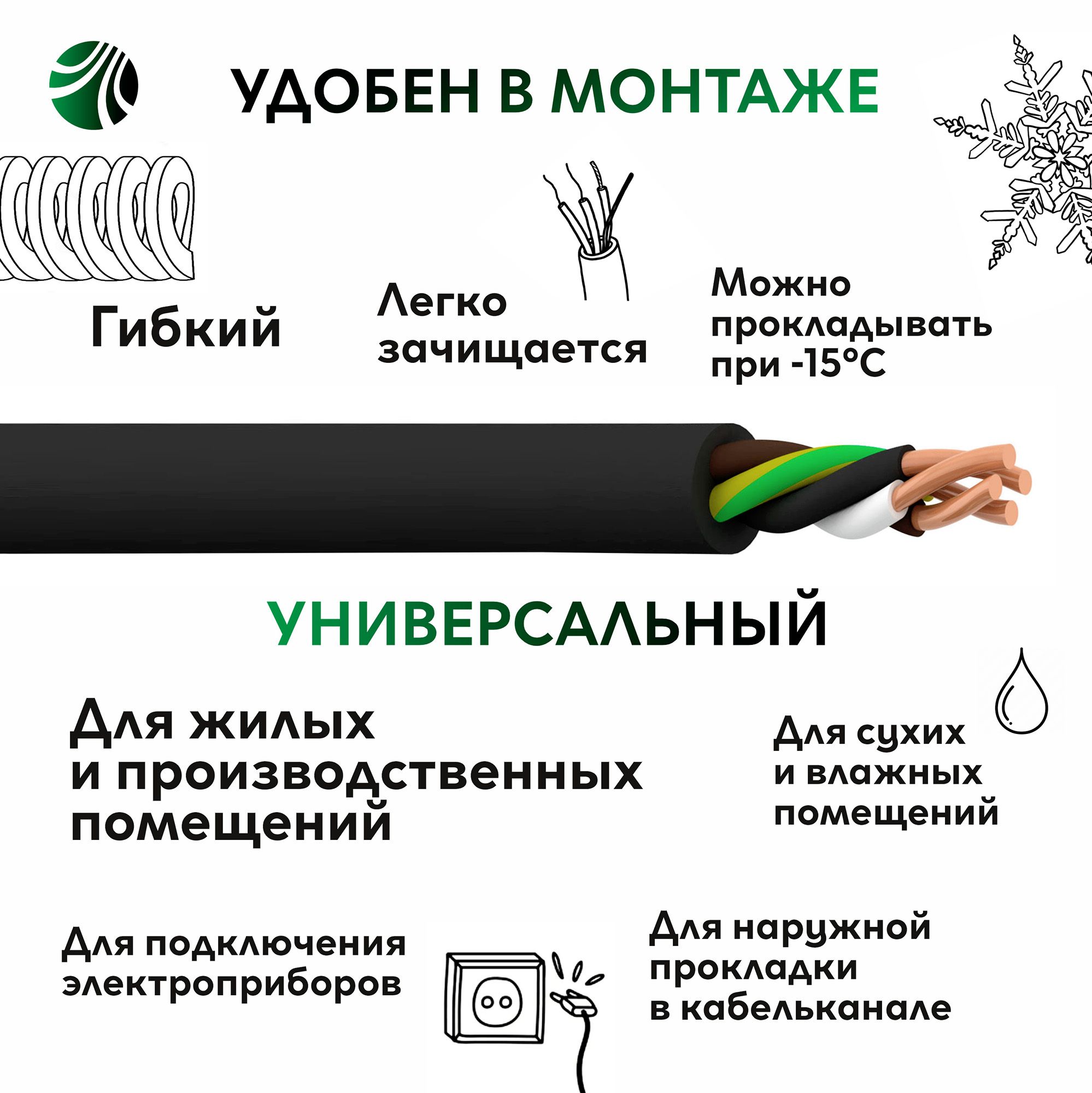 Кабель силовой ВВГнг-LS 4х2.5(А) ТРТС