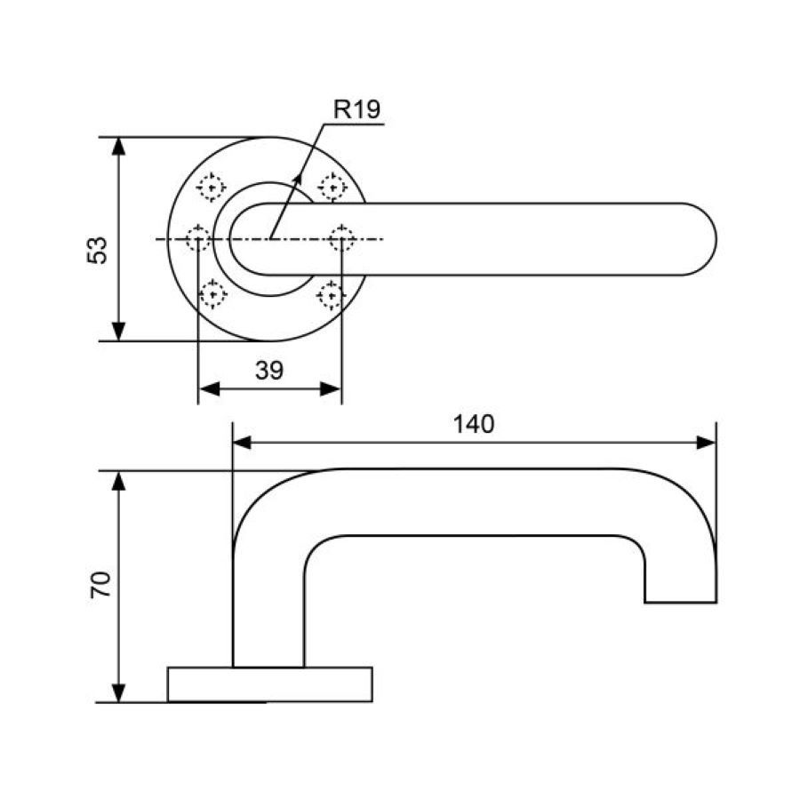 Ручки дверные на розетке СТАНДАРТ 0203 SS (60-90) WHITE БЕЛАЯ INOX нержавеющая сталь