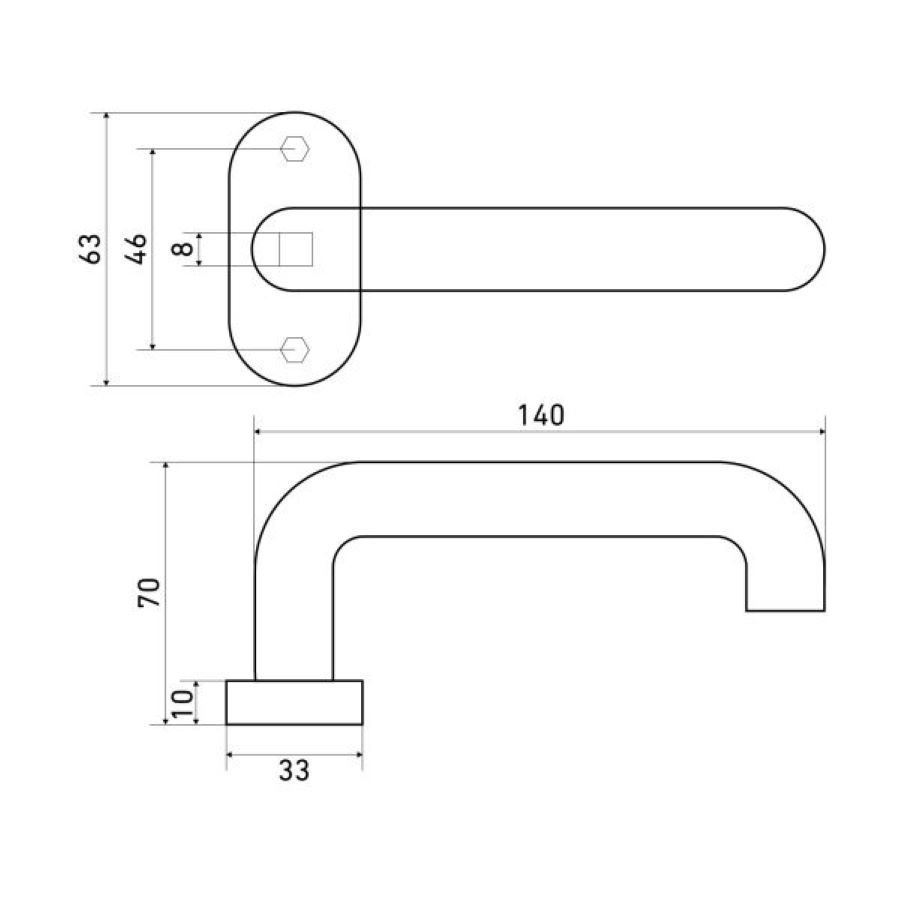 Ручки дверные на розетке СТАНДАРТ 0903 SS(60-90) BLACK ЧЕРНАЯ INOX нержавеющая сталь