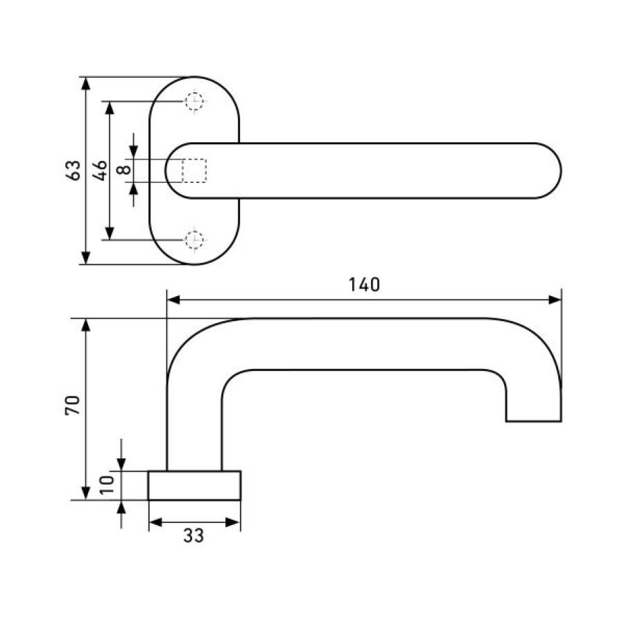 Ручки дверные на розетке СТАНДАРТ 0903 SS(60-90) INOX нержавеющая сталь