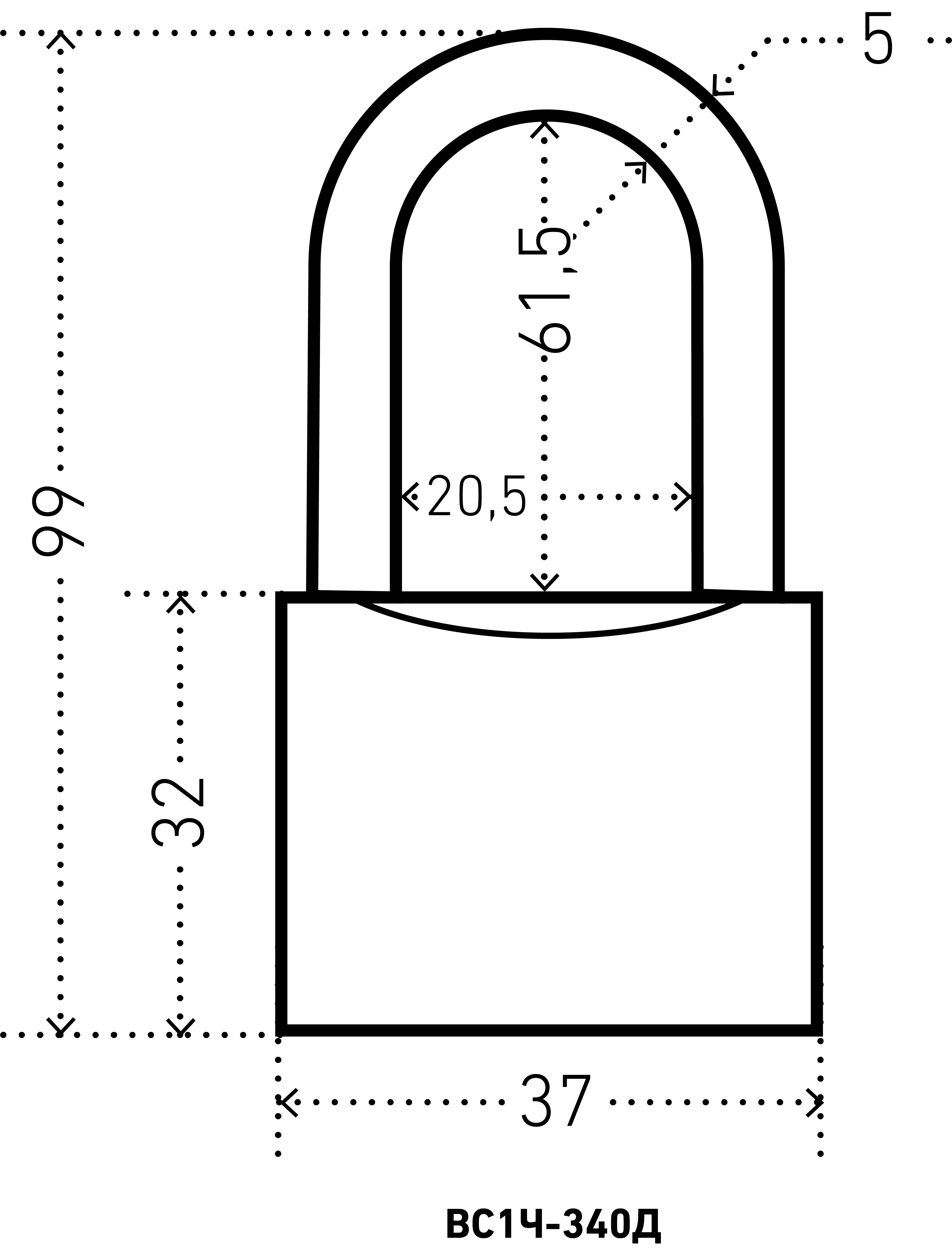 АЛЛЮР ВС1Ч-340Д дл.дужка d5мм 5кл. Замок навесной (96,12!!!)