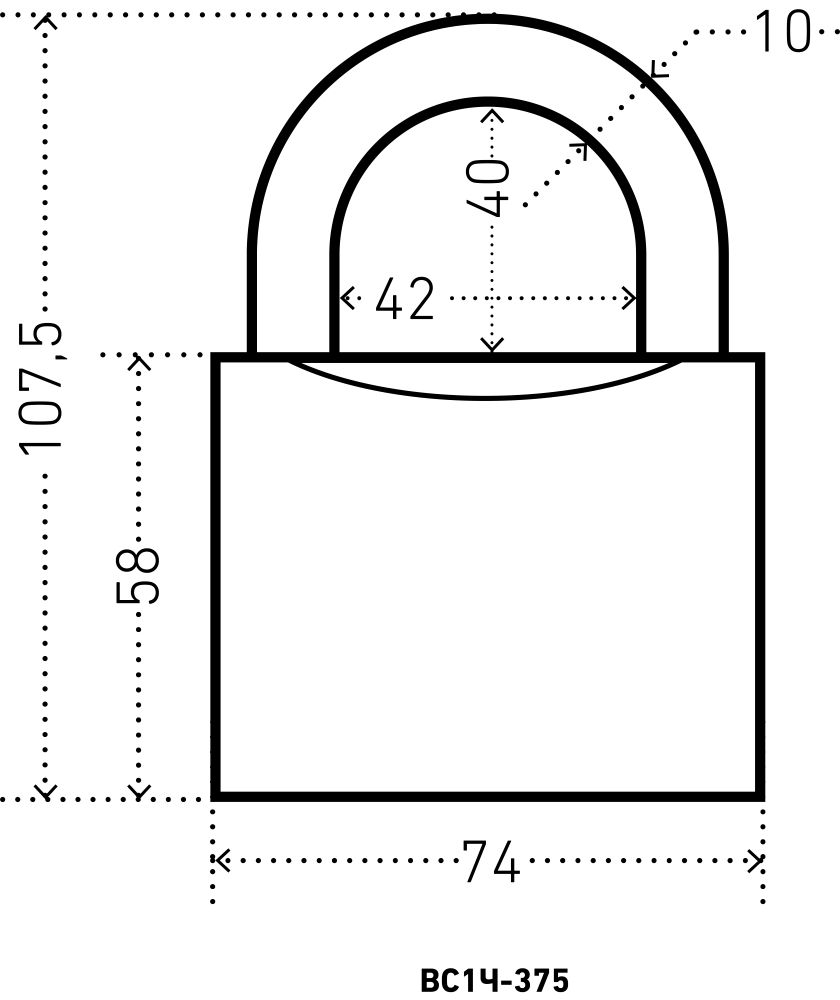 Замок навесной Аллюр ВС1Ч-375 d 10 мм полимер 5 ключей 