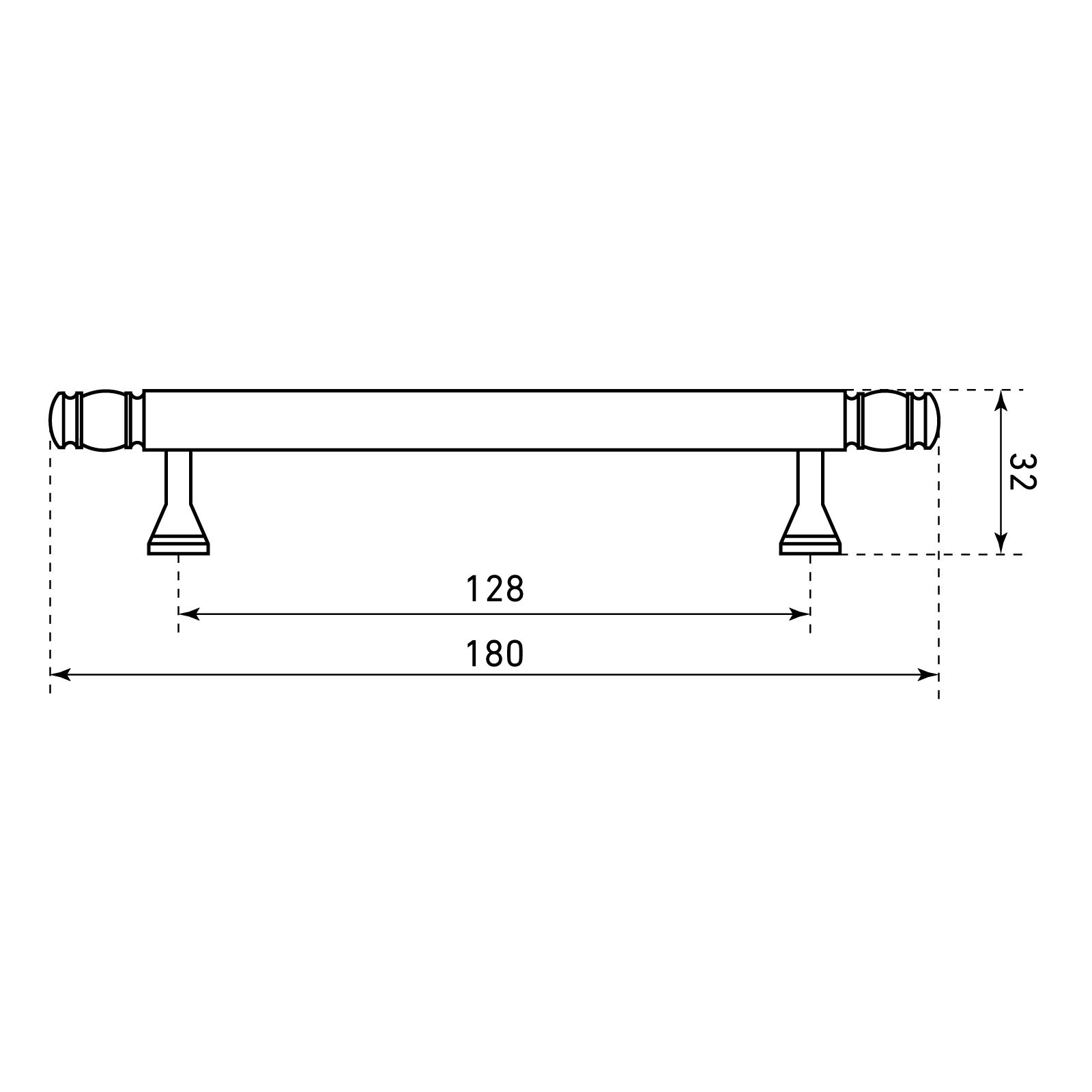 StahlBuro AP2311-128 2шт., BL матовый черный. Ручка-скоба мебельная (15, 150)