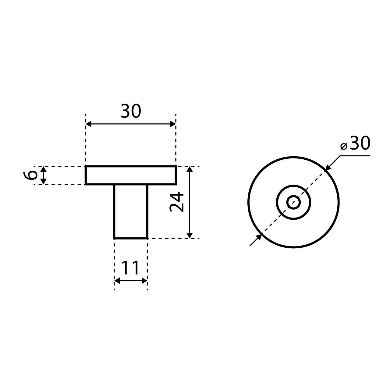 StahlBuro AP2401 2шт., BL матовый черный. Ручка-кнопка мебельная (25, 250)