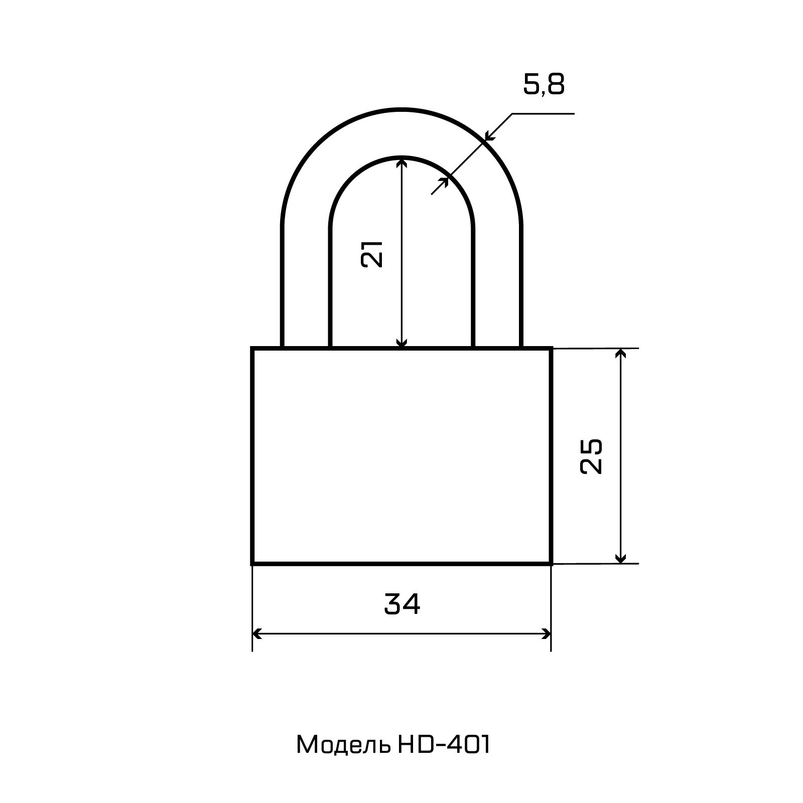 СТАНДАРТ HD-401  d5,8мм ЕВРОПАКЕТ Замок навесной (180,30)