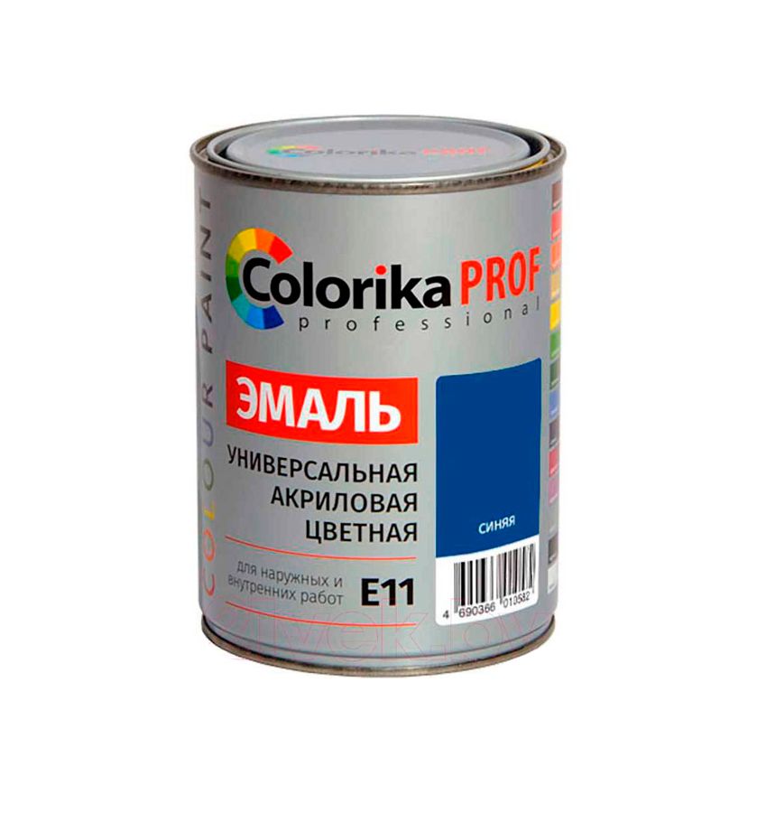 Эмаль акриловая универсальная для нар/внутр.работ синяя, 0,9л Colorika Prof