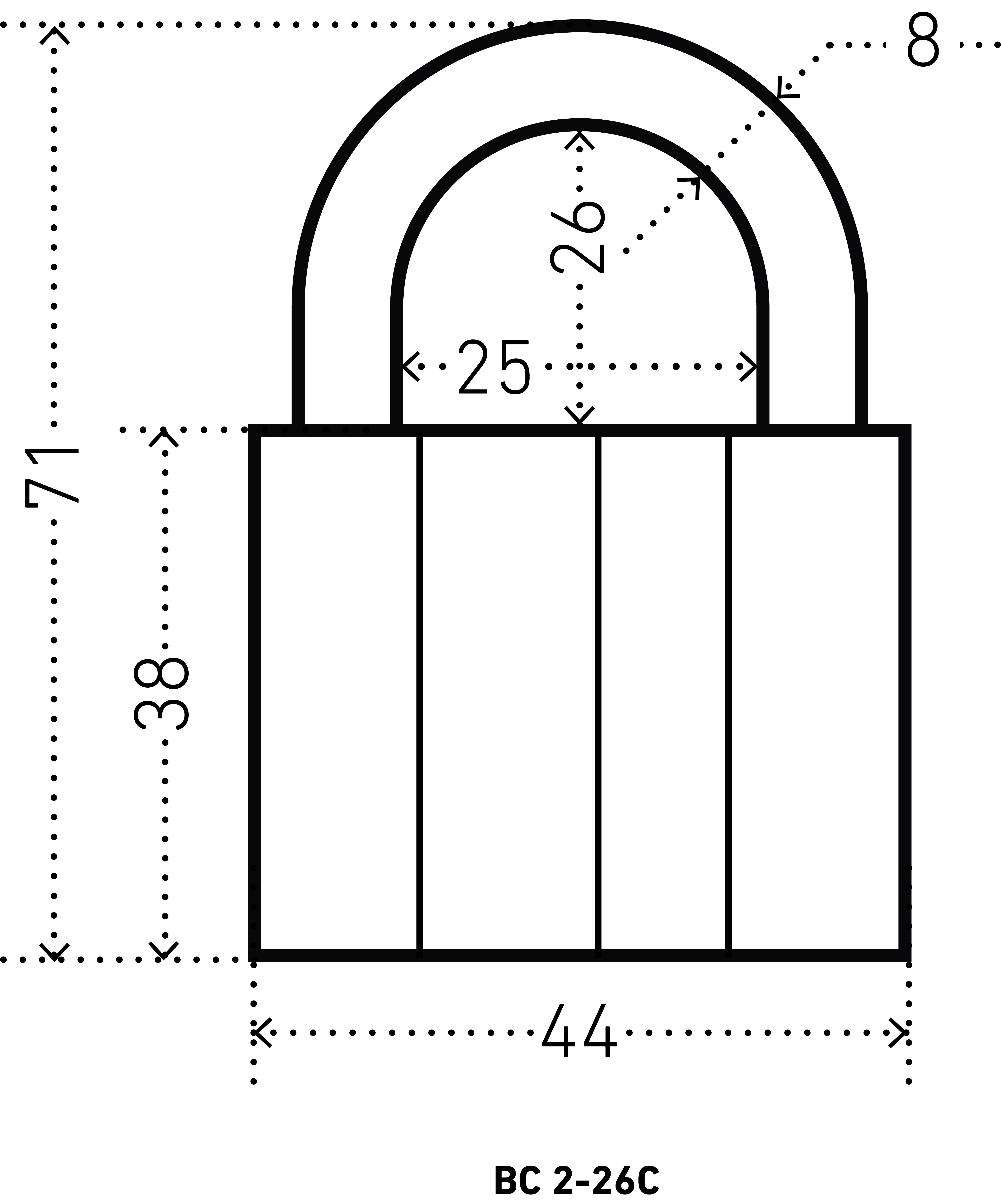 АЛЛЮР  ВС2-26С d8мм Замок навесной (72,6!!!)