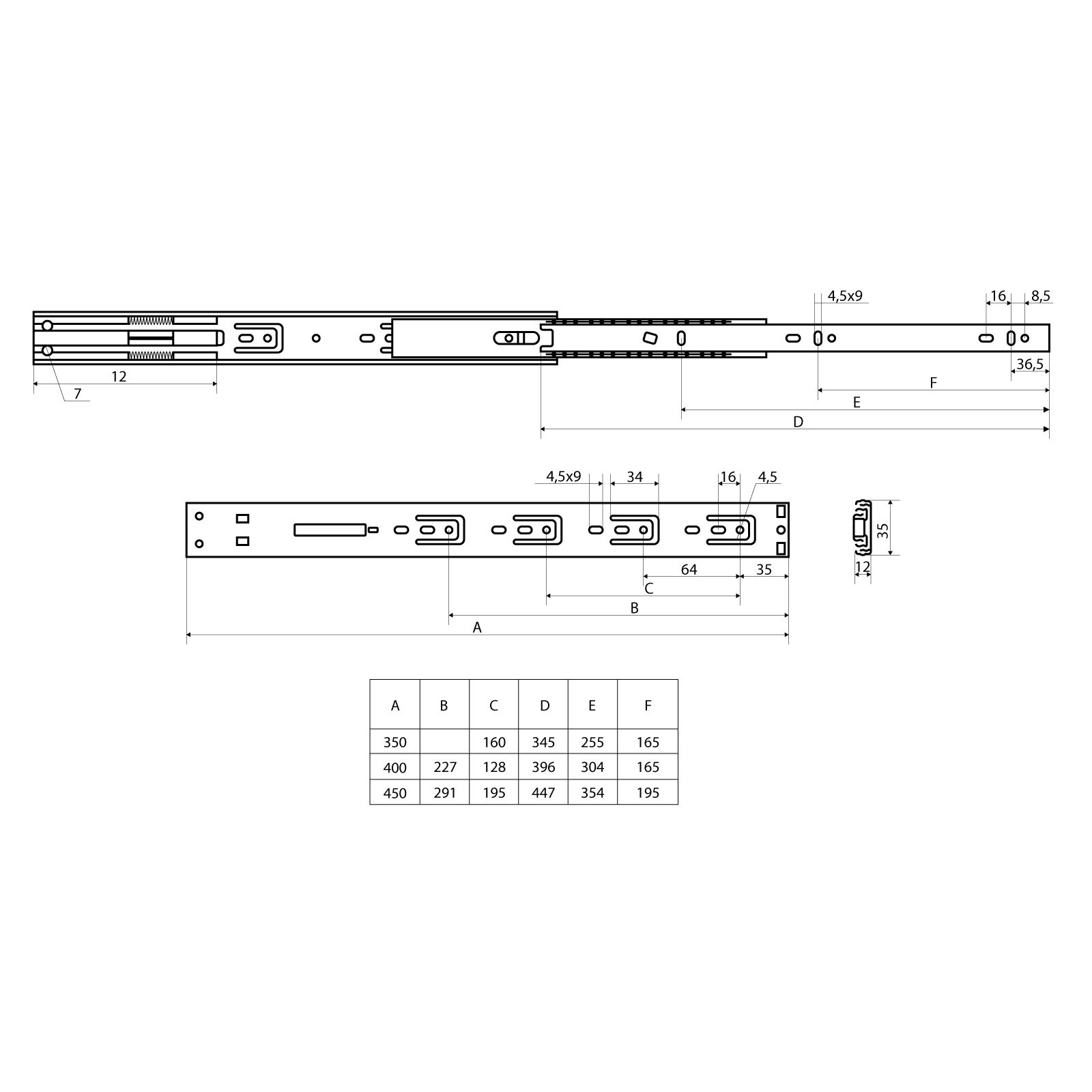 StahlBuro направляющие шариковые с доводчиком (2 шт.) 35-450 /18"/ хром (20)