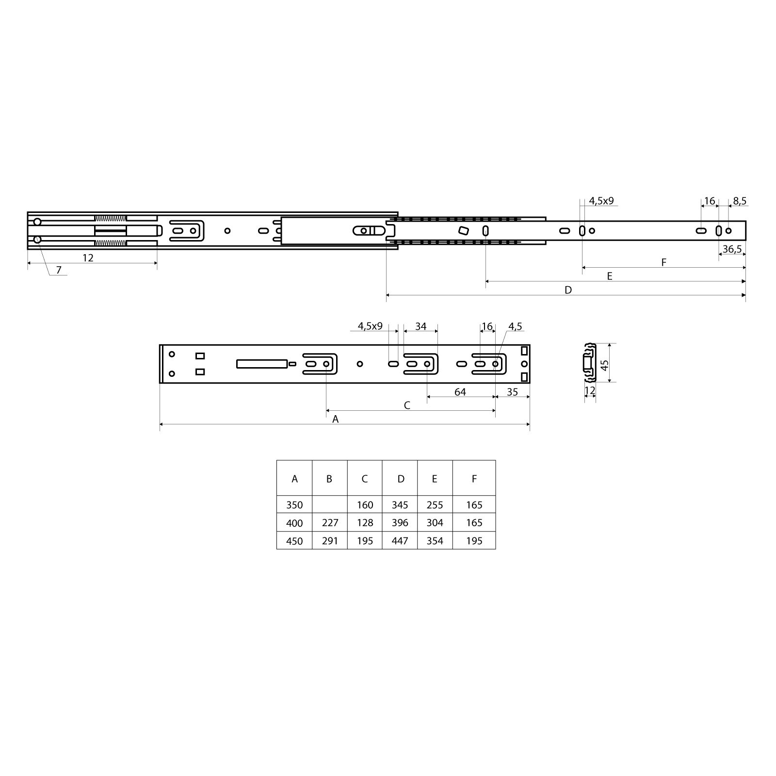 StahlBuro направляющие шариковые с доводчиком (2 шт.) 45-350 /14"/ хром (20)