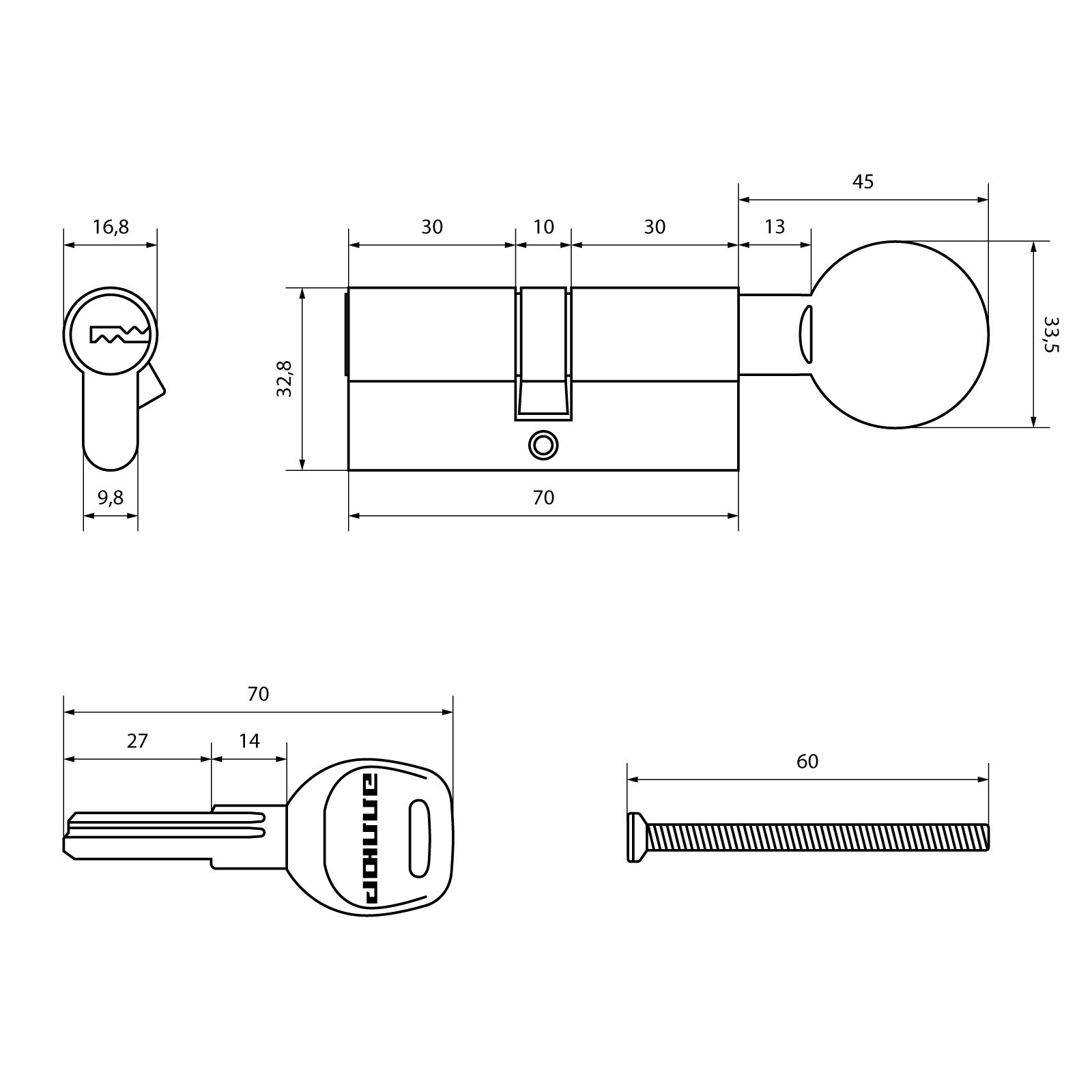 АЛЛЮР HD FG 70-5К WHITE белый перф.кл/верт Цилиндровый механизм (50,10)