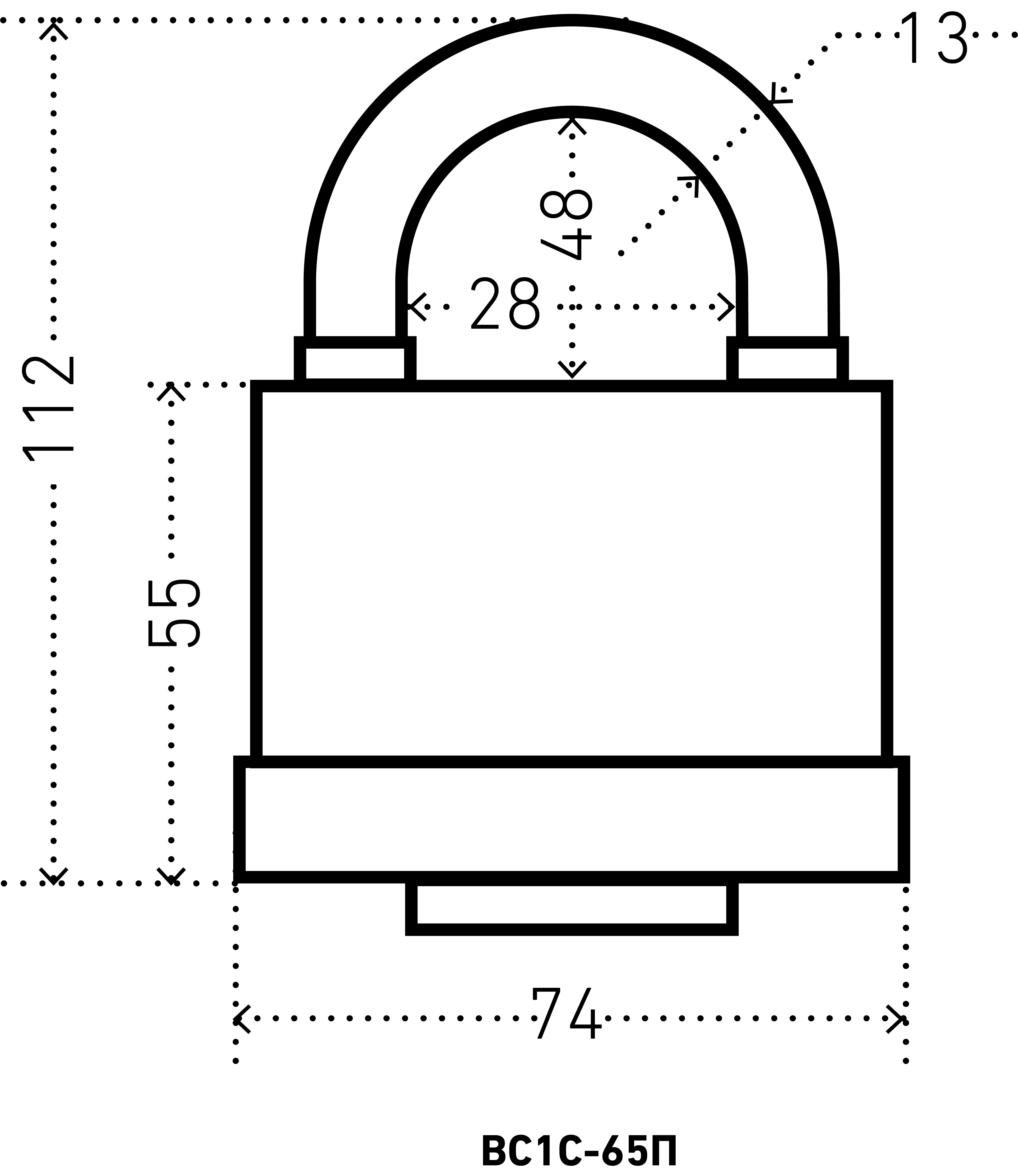 АЛЛЮР ВС1С-65П d13,5мм всепогодный Замок навесной (24,6)