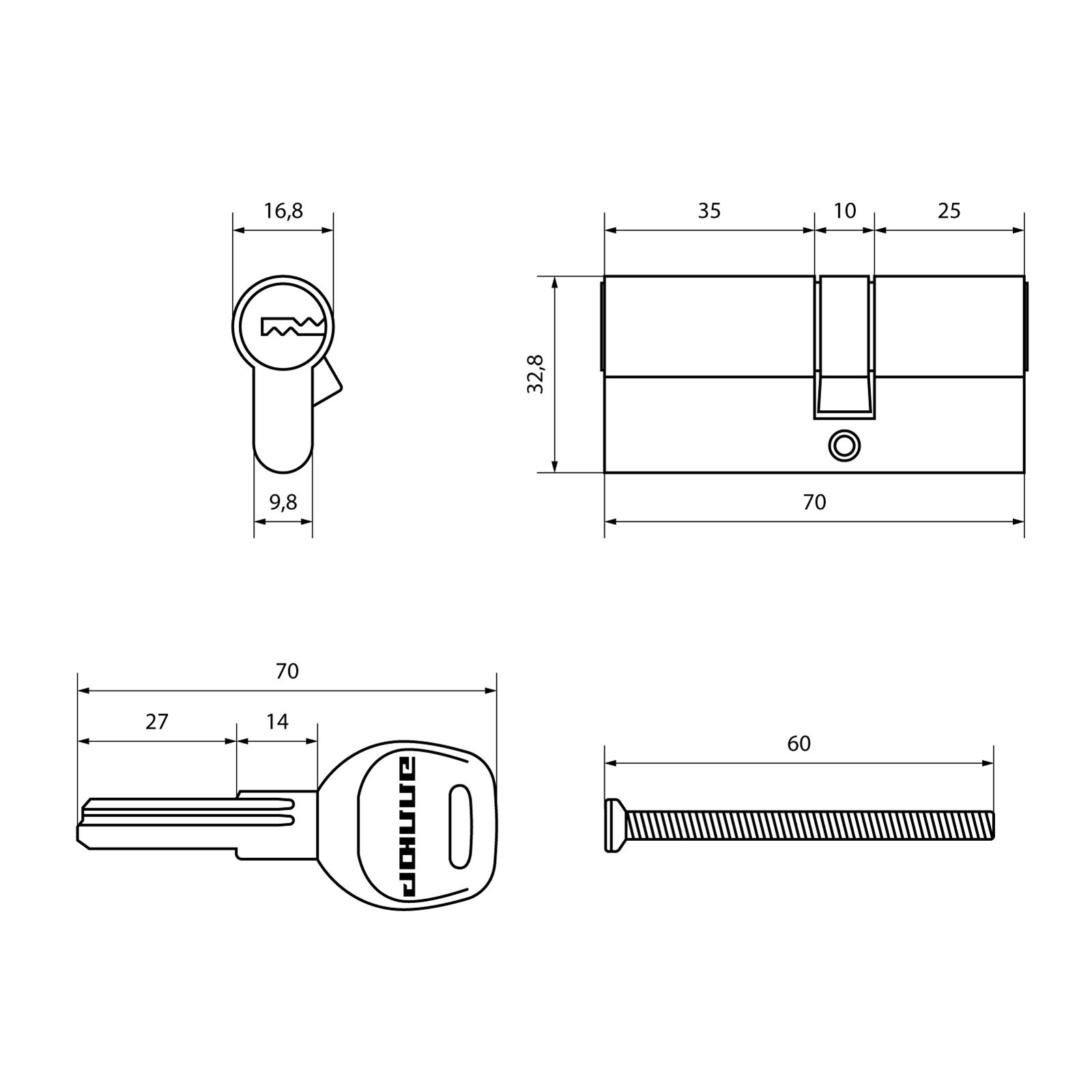 АЛЛЮР HD F 70-5К BP[25x10x35] (30x40) латунь перф.кл БЛИСТЕР Цилиндровый механизм (60,50,10)