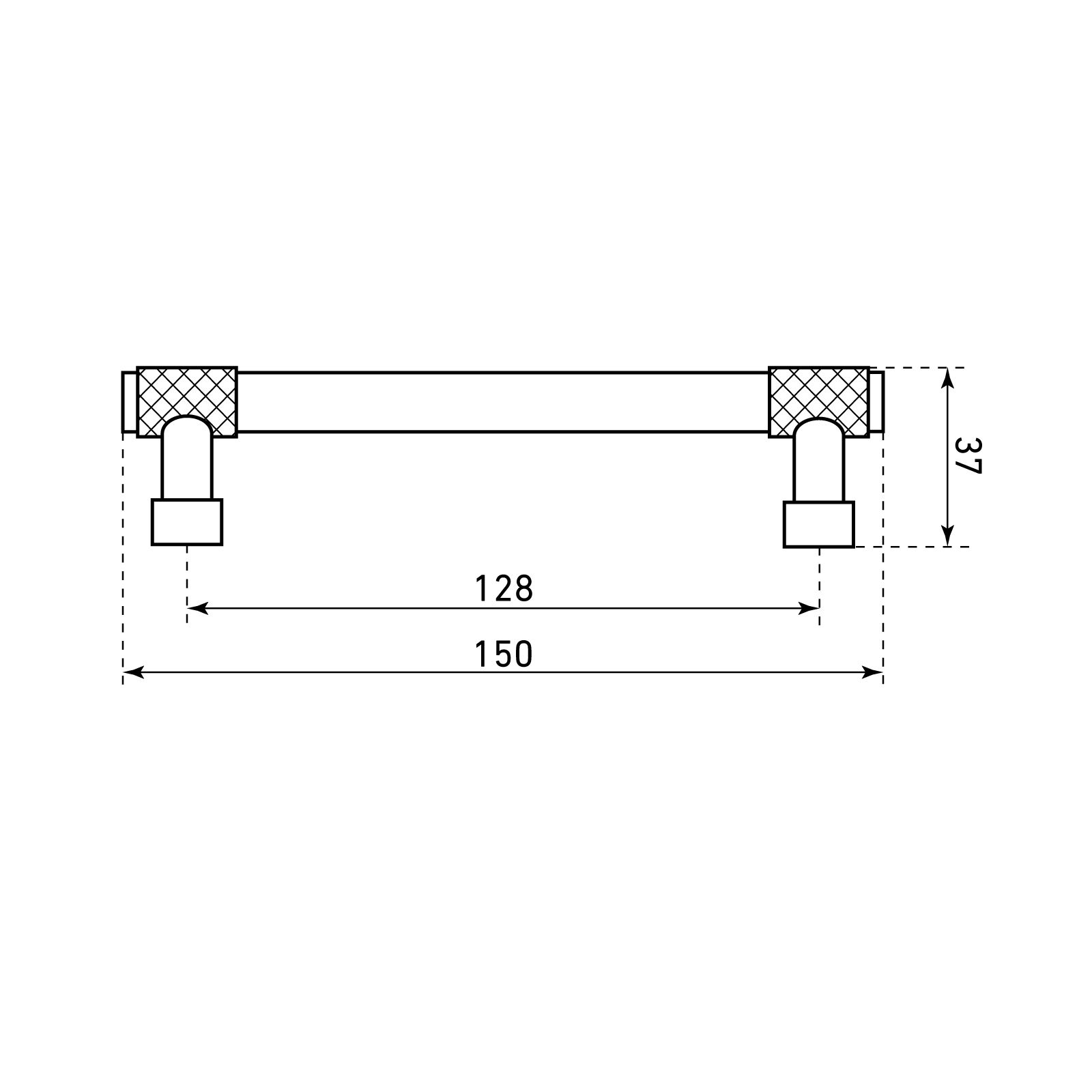 StahlBuro AP2307-128 2шт., BL матовый черный. Ручка-скоба мебельная (15, 150)