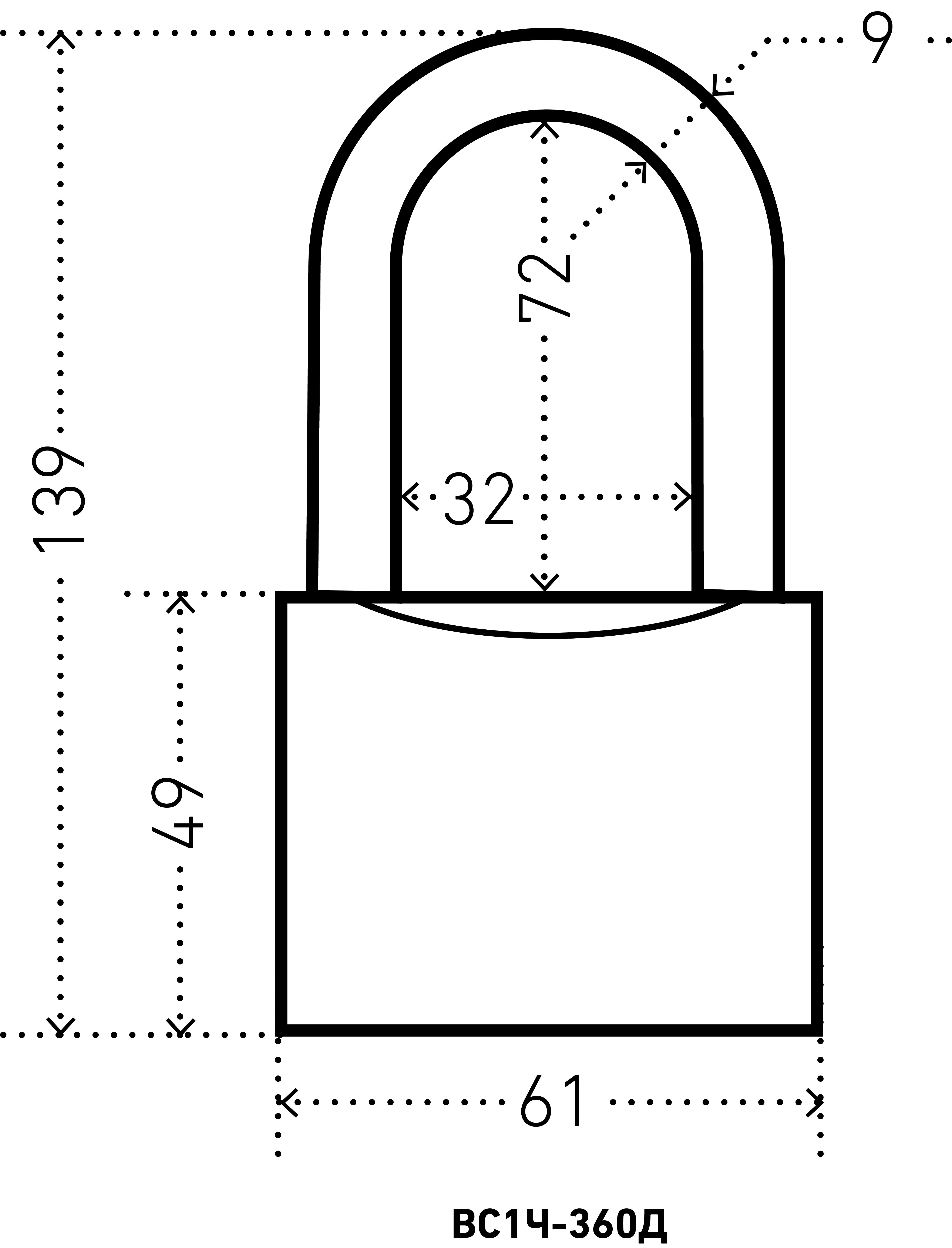 АЛЛЮР ВС1Ч-360Д дл.дужка d9мм 5кл. Замок навесной (36,6!!!)