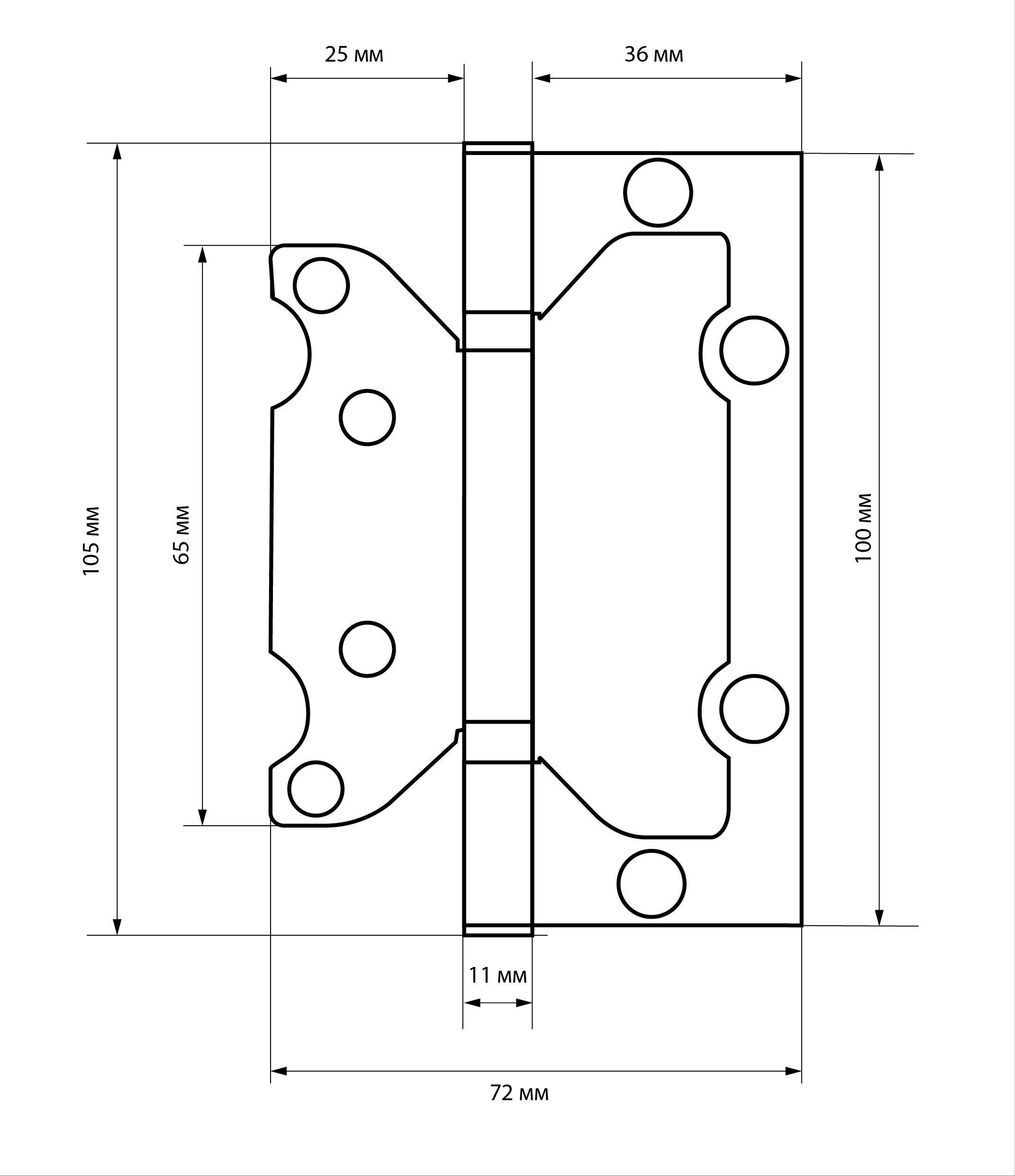 MCL 4*3*2 мм AC КОРОБКА 2мм ст.медь Петля накладная без врезки 2 шт (50)