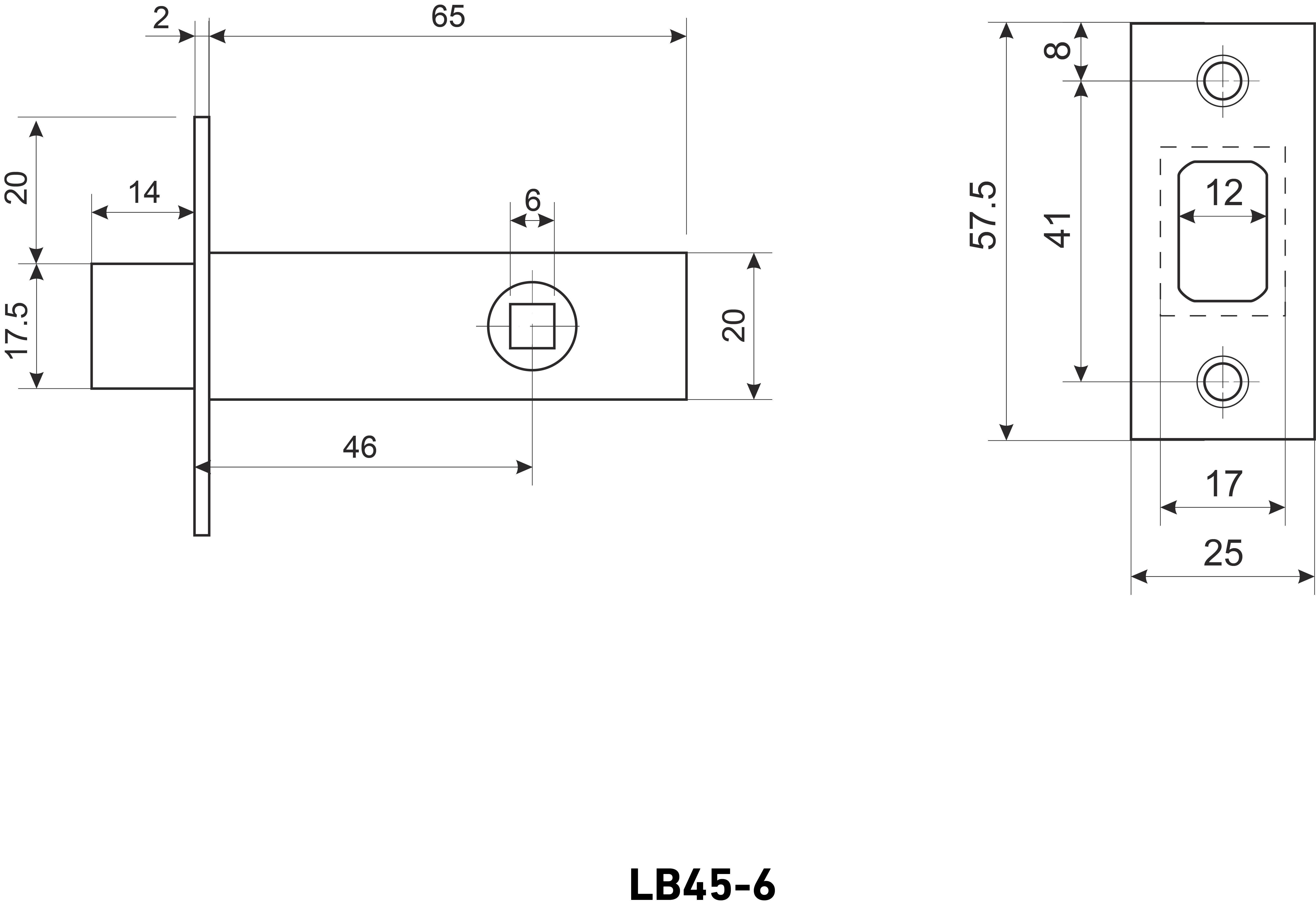 Задвижка АЛЛЮР АРТ LB45-6 MBN графит 6мм без ручек (100)