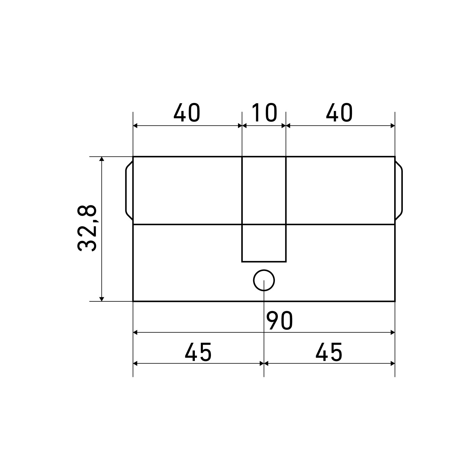 Стандарт MAX 90 (45х45) SB 5кл мат.золото перф.ключ/ключ Цилиндровый механизм (80,10) (60,10)