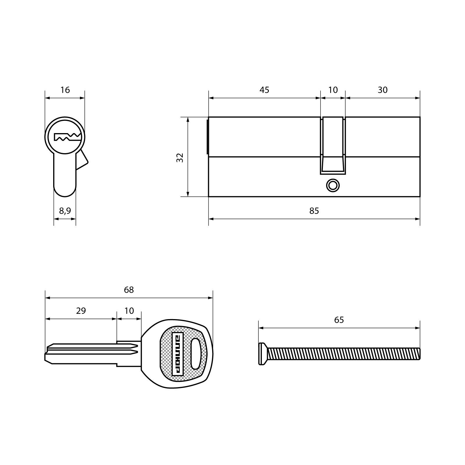 АЛЛЮР DL-01 85 (30х10х45) BP перекод.5+2 перфокл. Цилиндровый механизм (40,10)