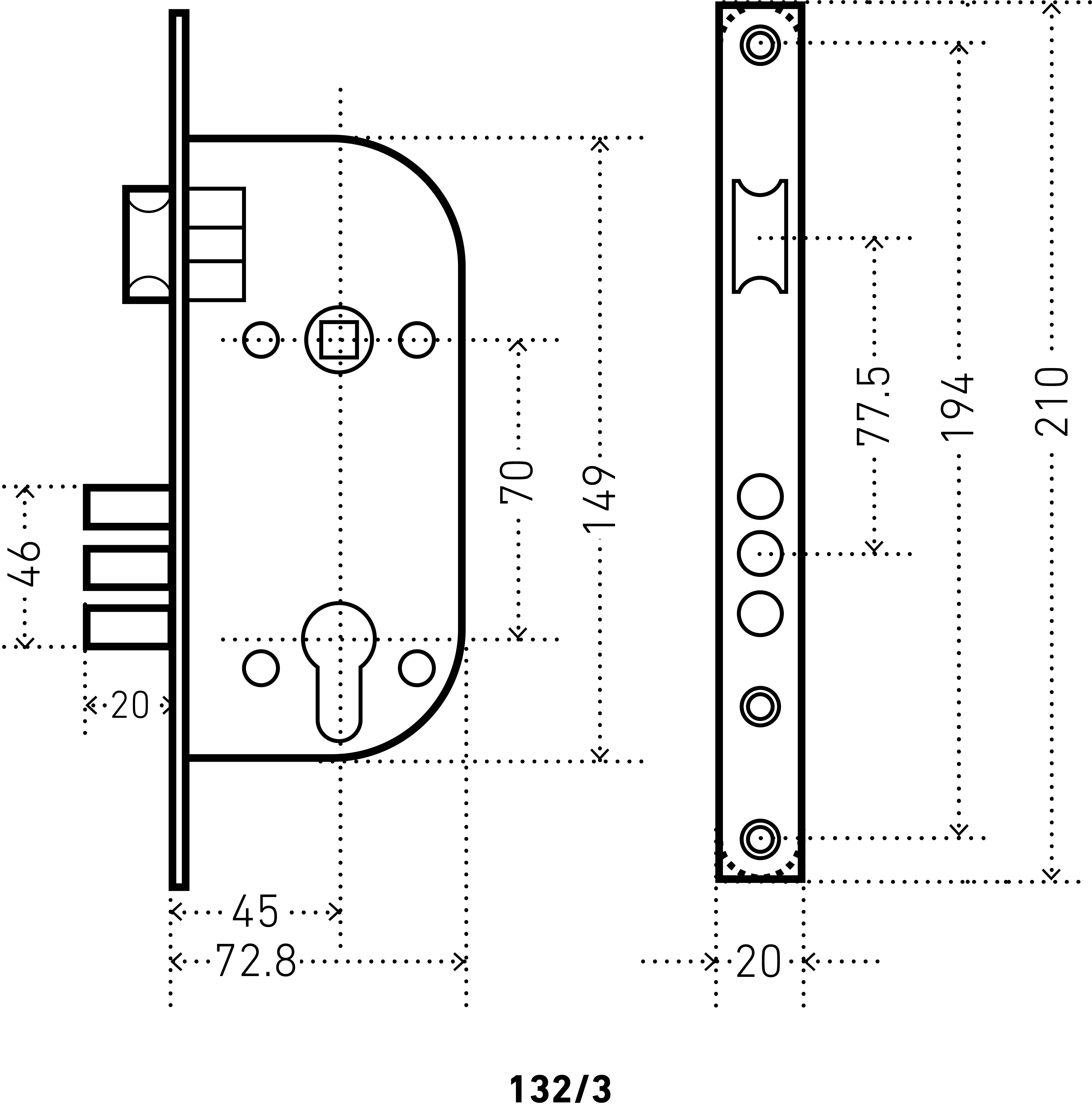 АЛЛЮР 132/3 AC ст.медь Замок врезной с/руч  (12)