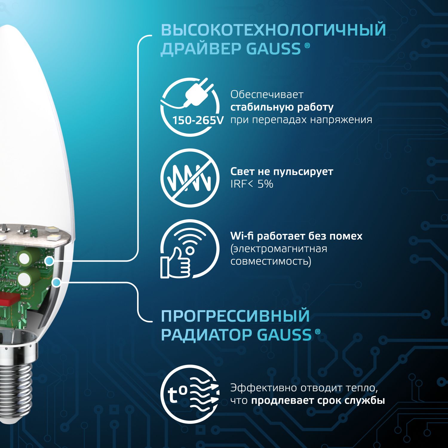 Лампа светодиодная LED 9.5 Вт 950 лм 4100К AC150-265В E14 свеча нейтральный  Black Gauss