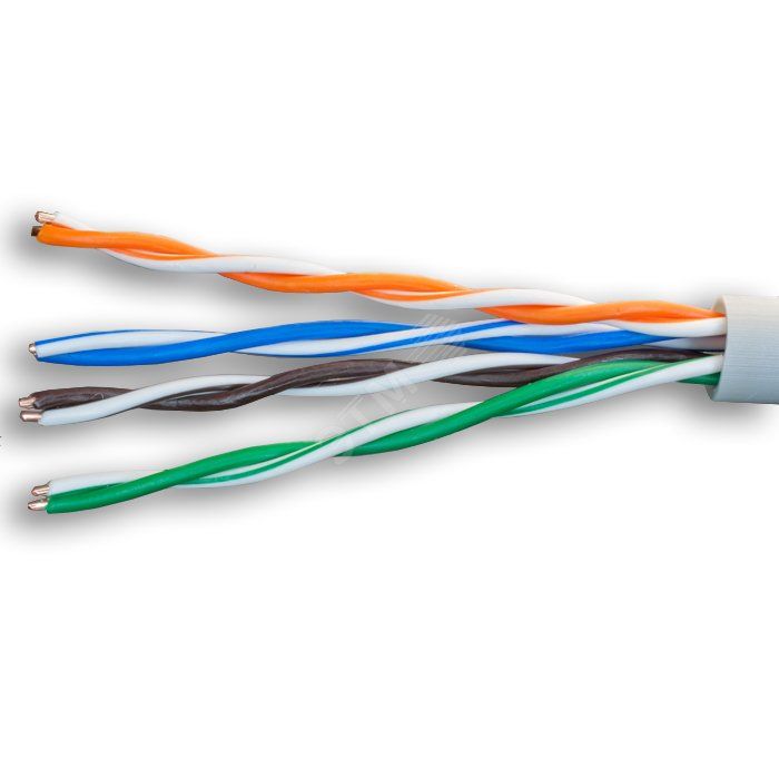 Витая пара UTP 4 пары AWG 24 Cat.5e внутренняя LSZH нг(А)-HF Cu Standard (UTP 4x2x0,48 In/Cu LSZH)