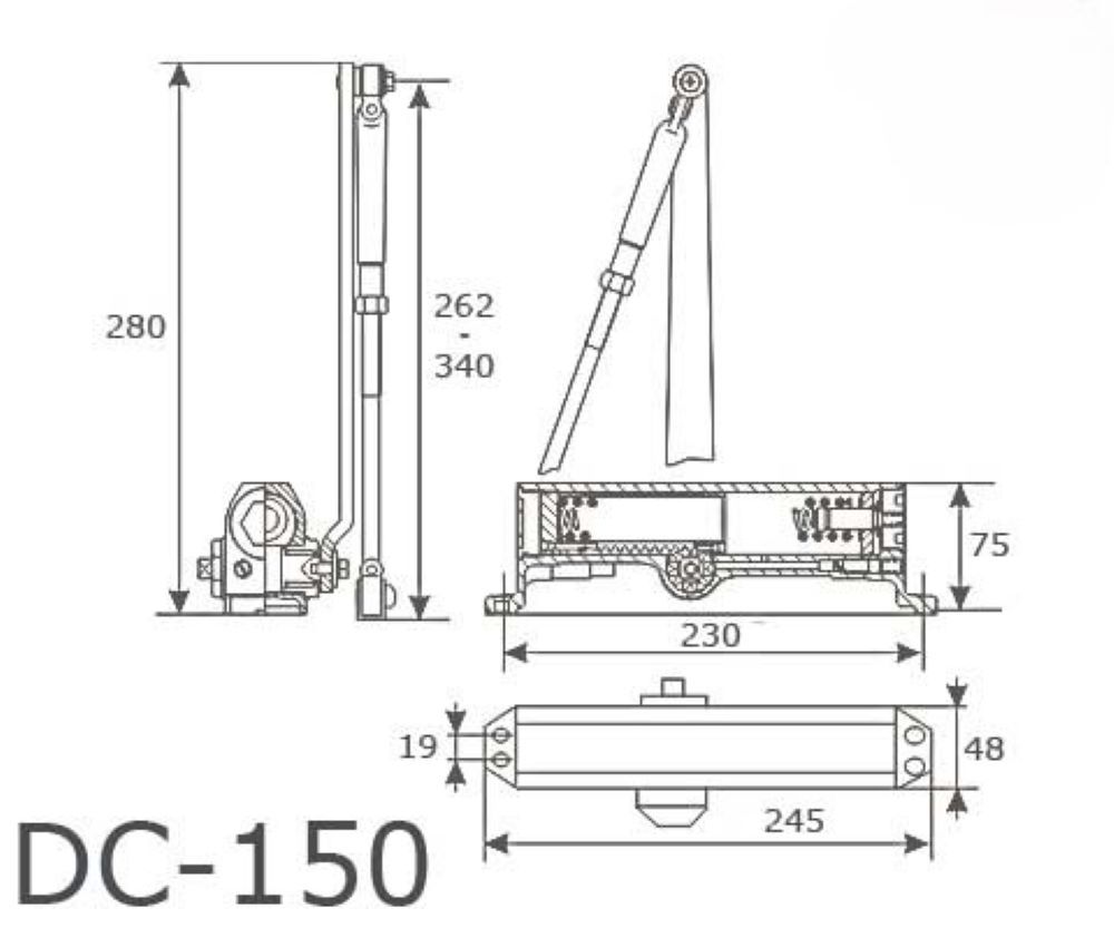 Доводчик HOME DC-150 (до 160 кг) серебро