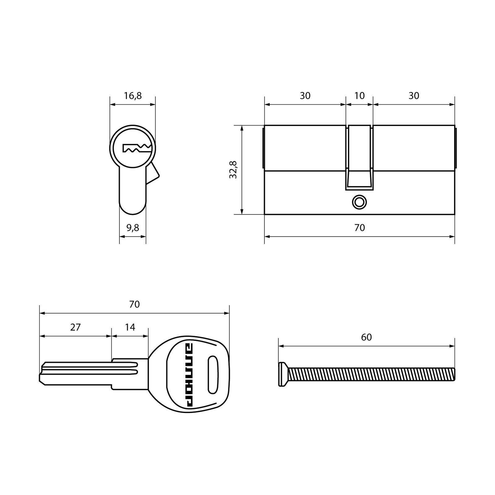 АЛЛЮР HD F 70-5К BP (35x35) латунь перф.кл Цилиндровый механизм (50,10)