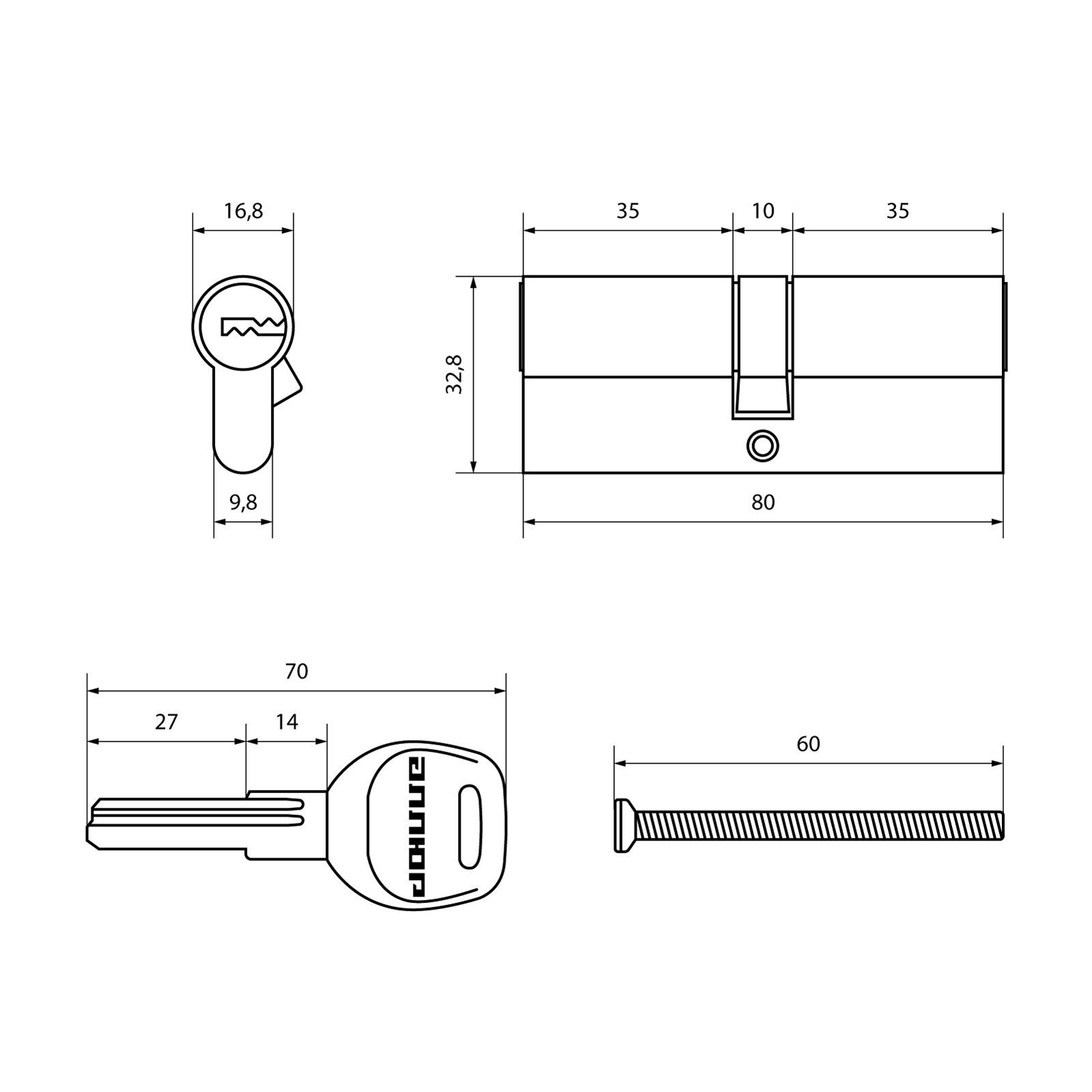 АЛЛЮР HD F 80-5К CP (40x40) хром перф.кл Цилиндровый механизм (50,10)