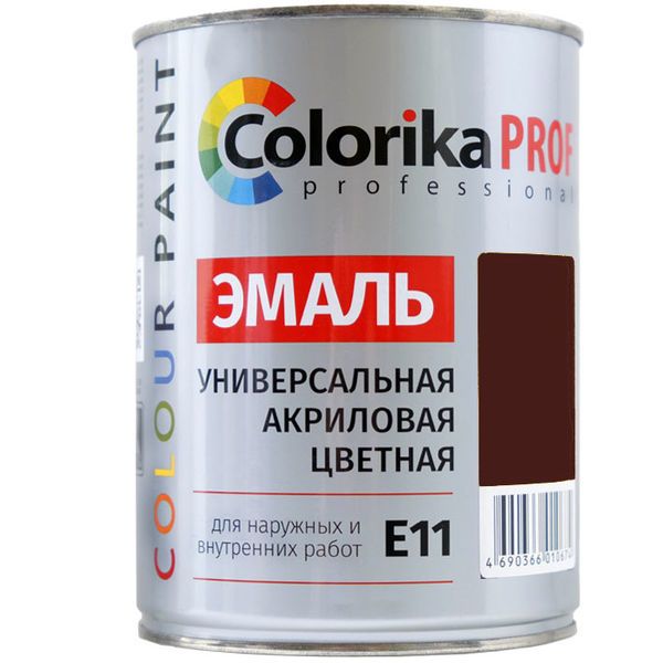 Эмаль универсальная Colorika Prof акриловая Коричневая 0,9 л