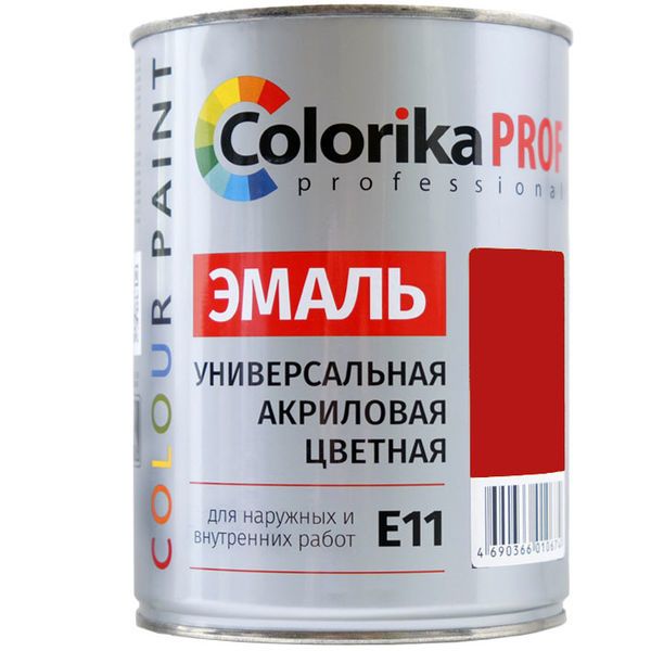 Эмаль универсальная Colorika Prof акриловая Красная 0,9 л