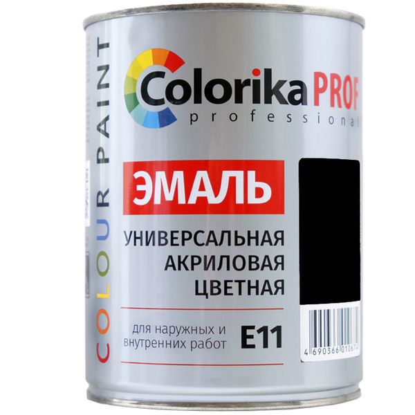 Эмаль универсальная Colorika Prof акриловая Черная 0,9 л