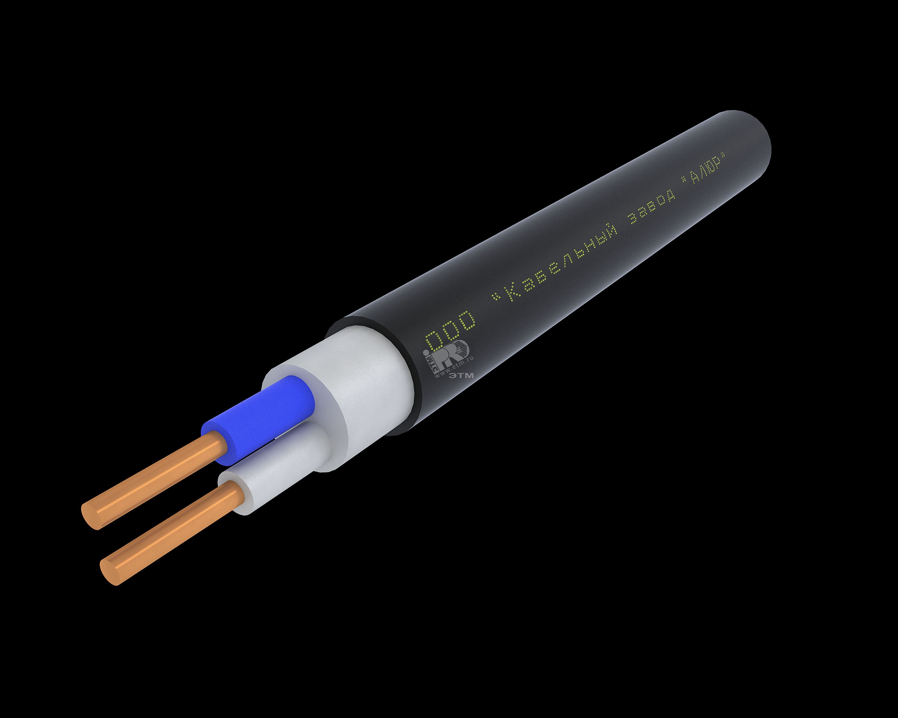 Кабель силовой ППГнг(А)-HF 2х2.5ок(N)-0.66 однопроволочный черный (бухта)