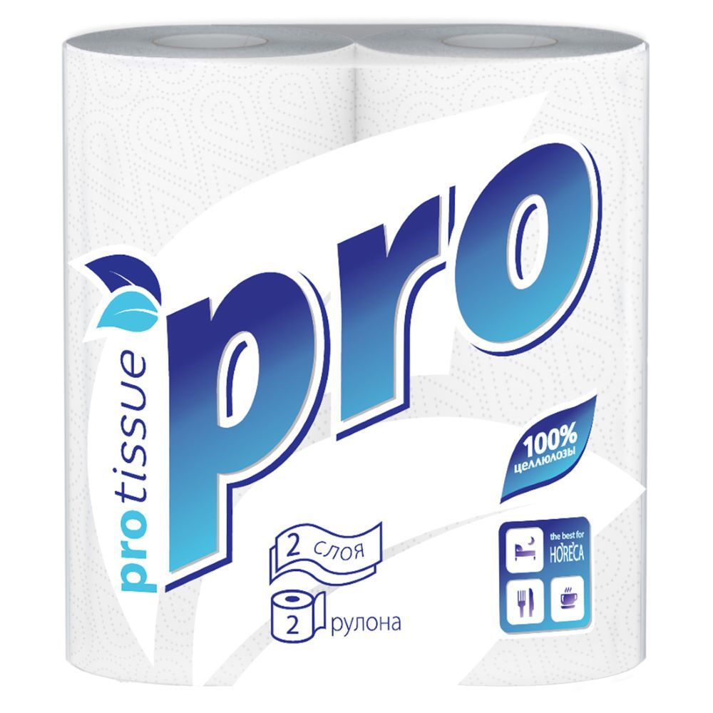 Бумажные полотенца PROtissue PRO 2-х слойные 2 рулона по 15 м С162