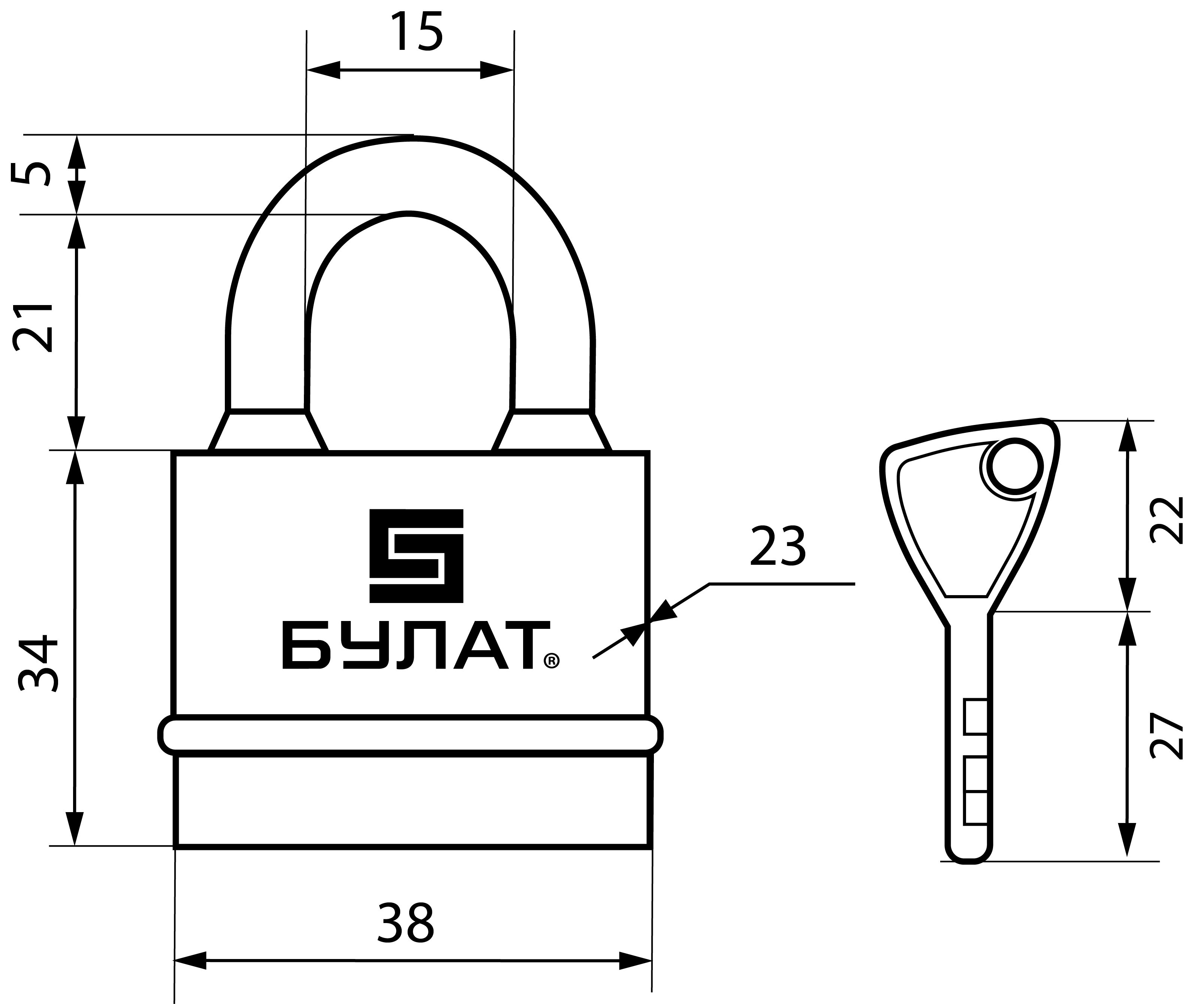 БУЛАТ ВС 3-Н35 ПЛ всепогодный 5кл. d=5мм Замок навесной (96,12)