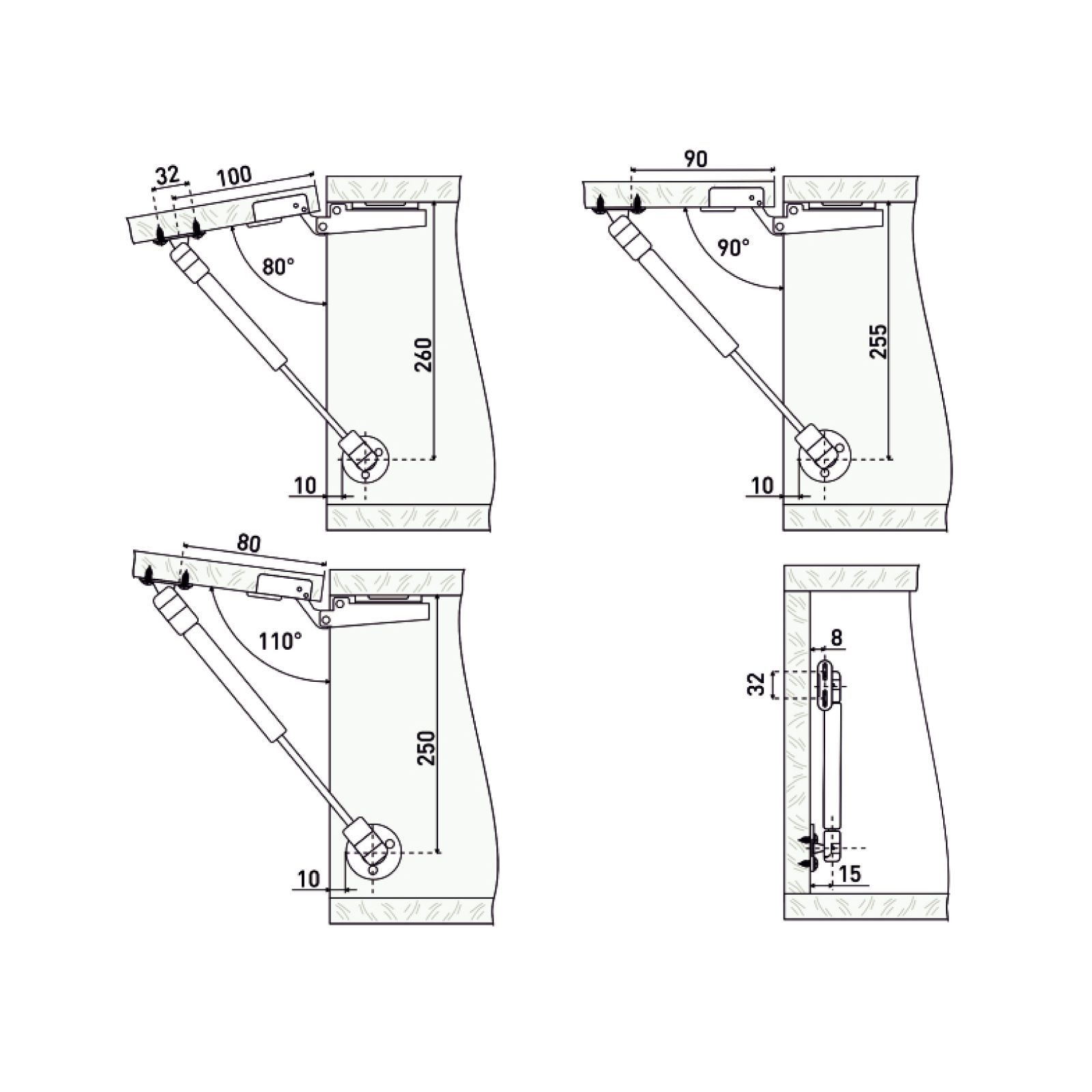 StahlBuro N80 матовый хром Газовые лифты (100)