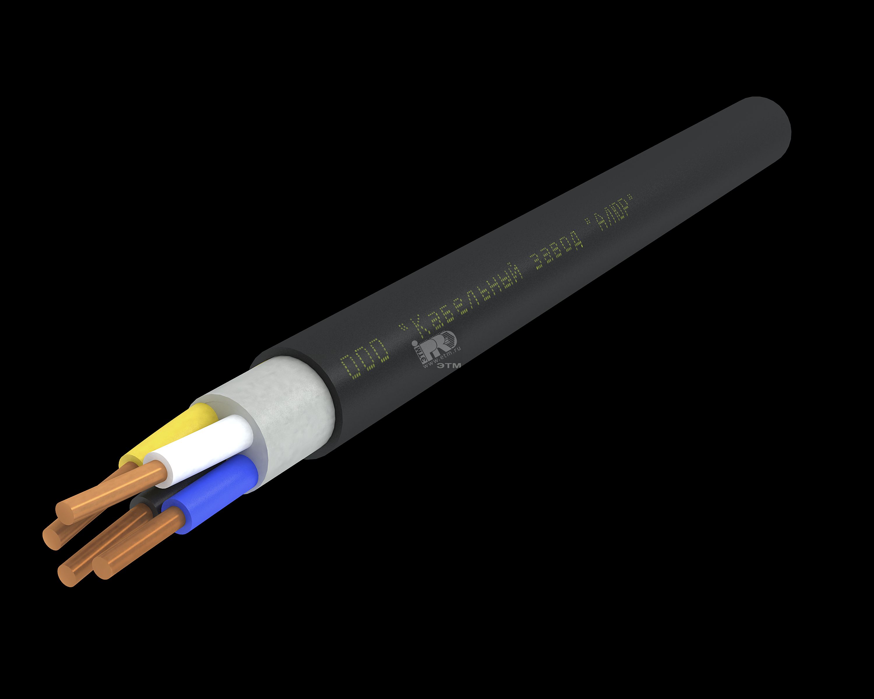 Кабель силовой ППГнг(А)-HF 4х2.5ок(N)-0.66 однопроволочный черный (бухта)