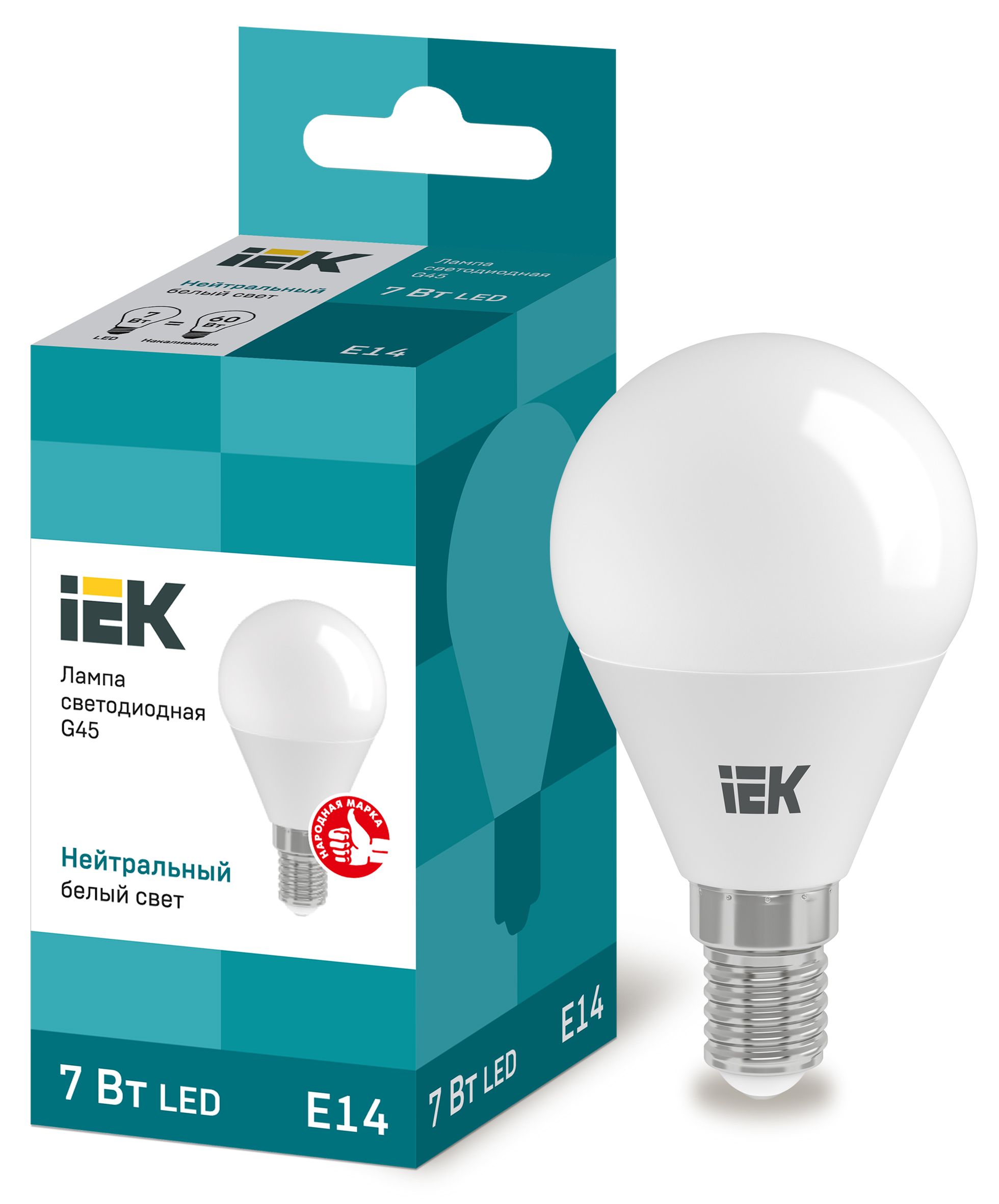 Лампа светодиодная IEK ECO G45 шар 7Вт 230В 4000К E14