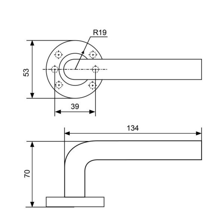 Ручки дверные на розетке СТАНДАРТ 0204 SS (35-70) INOX нержавеющая сталь