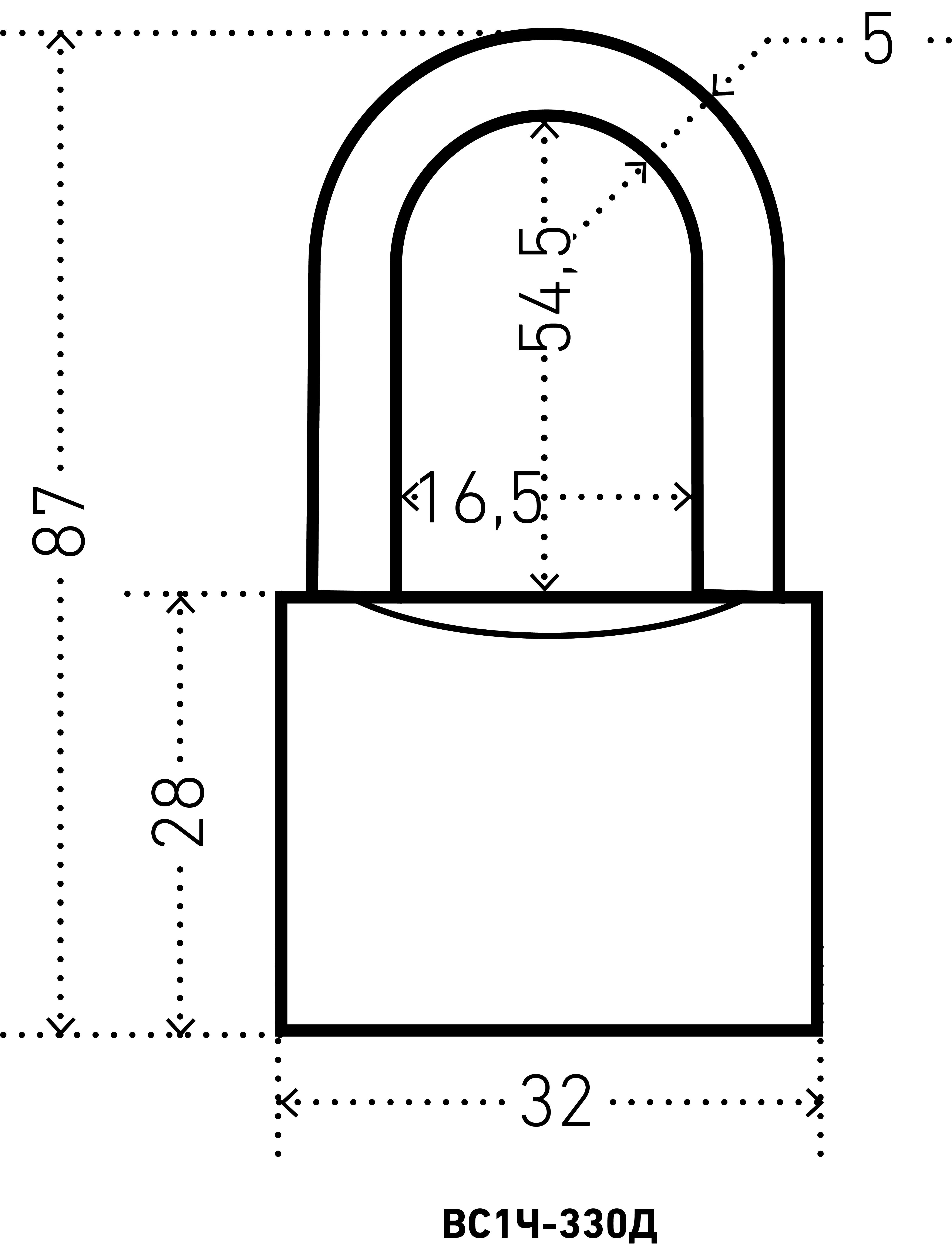 АЛЛЮР ВС1Ч-330Д дл.дужка d5мм 5кл. Замок навесной (144,12!!!)